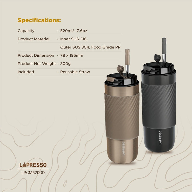 LePresso Reusable Insulated Tumbler for Hot and Cold Drinks