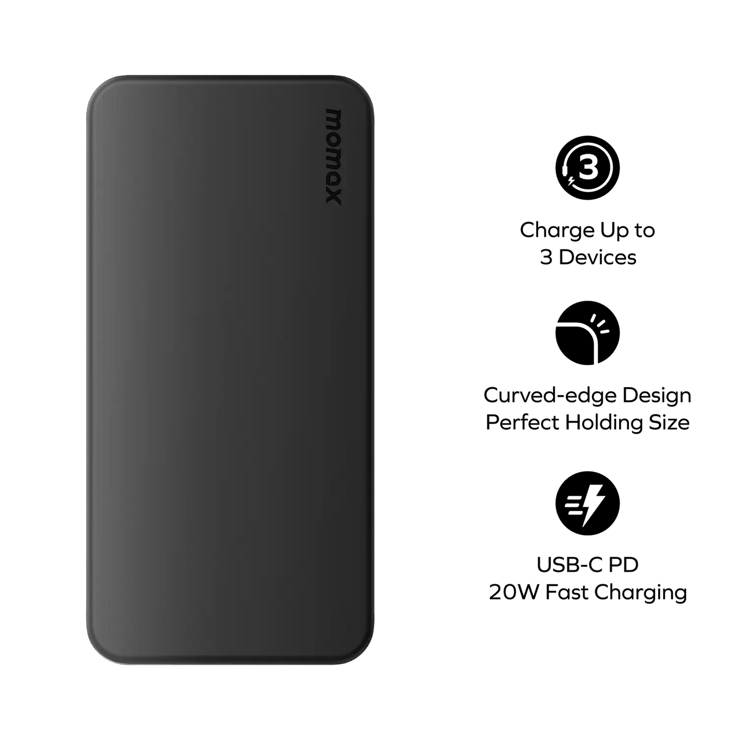Momax 1-Power Vital+ Power Bank 10000mAh With 2 Built-In USB-C Cables