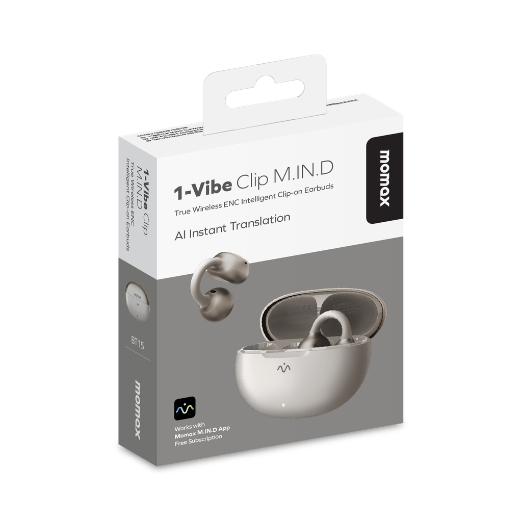 Momax 1-vibe Clip M.in.d True Wireless Enc Intelligent Clip on Earbuds