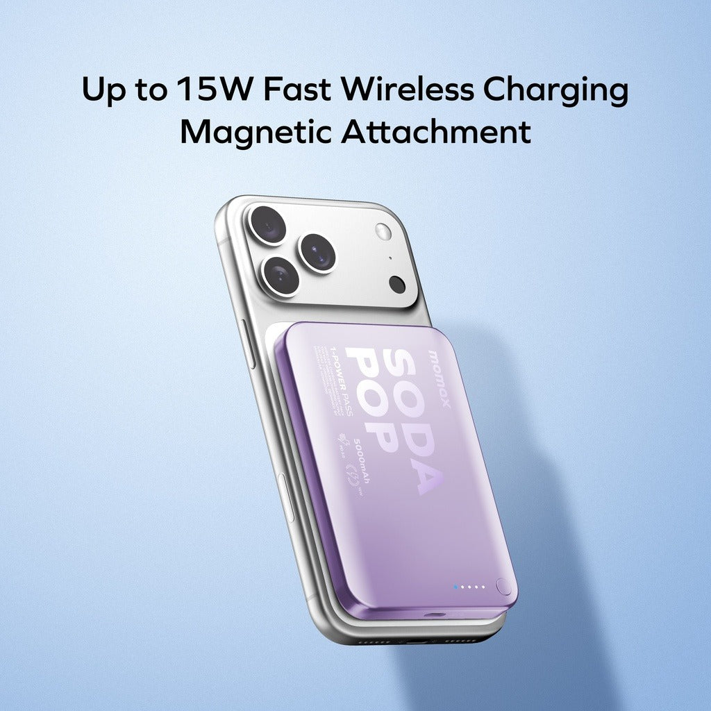 Momax 1-power Pass 5000mah Magnetic Wireless Power Bank