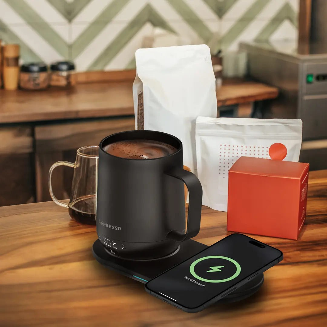 LePresso Smart Heating Mug 355ml with Wireless Charging Base – Black