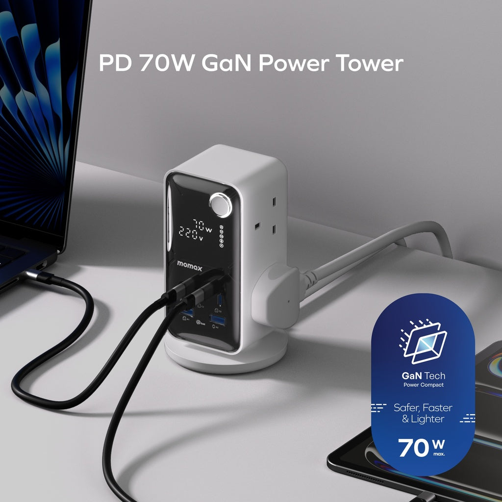 Momax 1-charge 70w Work Flow 6-outlet Digital Display Power Tower With Usb