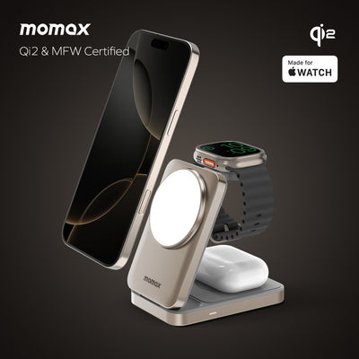 Momax 1-charge Q.port Qi 2 15w 3in1 Magnetic Wireless Charging Stand