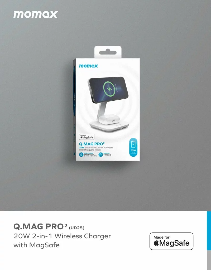 Momax Q.Mag Pro 2 2-in-1 Wireless Charger with MagSafe