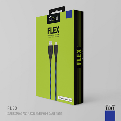 GOUI FLEX 8PIN USB CABLE 1.5 MTR - ELECTRIC BLUE