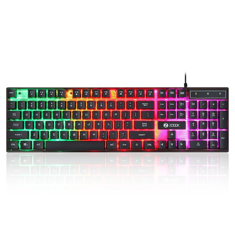 Concord USB Gaming Rainbow LED 104 Keys Ergonomic Multimedia Keyboard