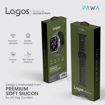 Pawa Lagos Premium Soft Silicon Straps | Ash Green