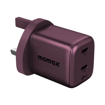 Momax 45W Dual USB-C Fast Charger in Dusky Cherry