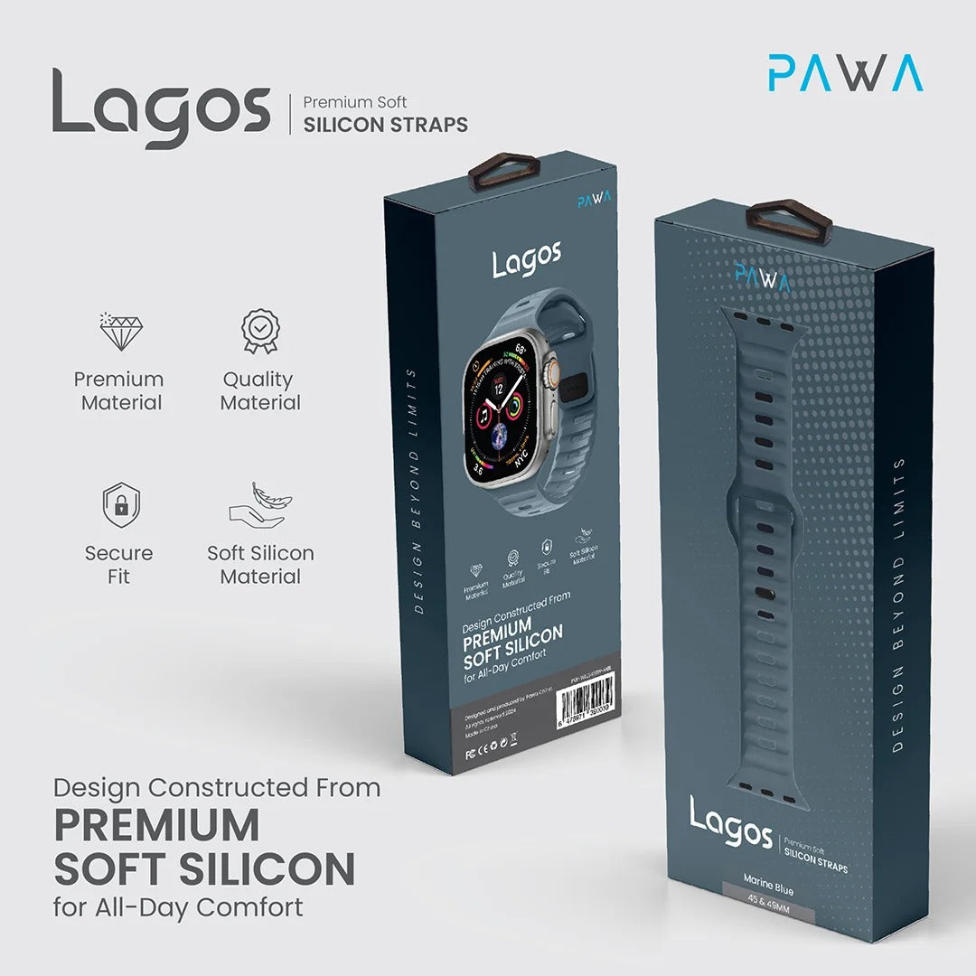 Pawa Lagos Premium Soft Silicon Straps | Marine Blue