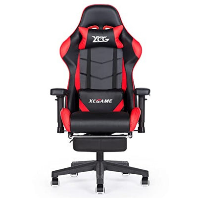 Gaming Chair With Footrest Red