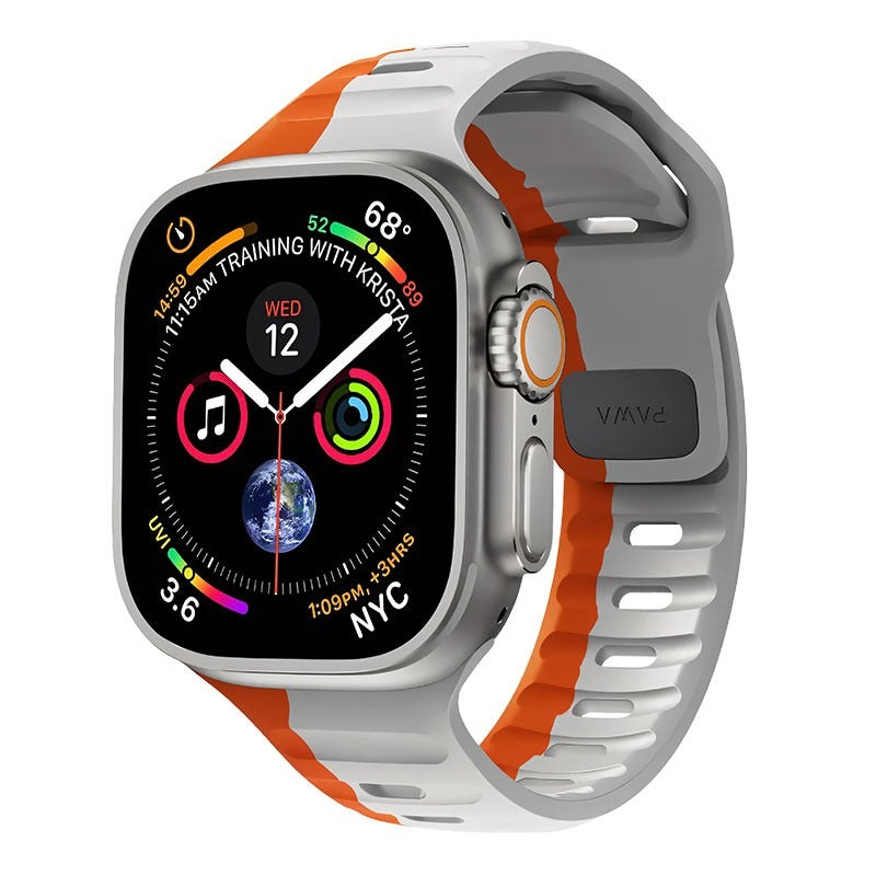Pawa Lagos Limited Edition Premium Soft Silicon Straps, Grey And Orange