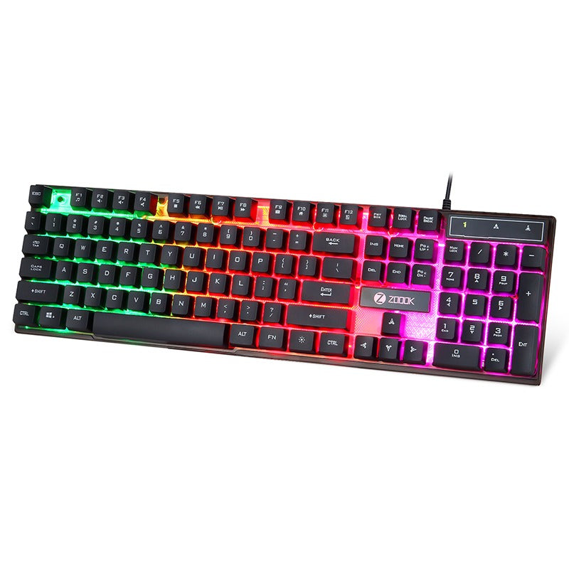 Concord USB Gaming Rainbow LED 104 Keys Ergonomic Multimedia Keyboard