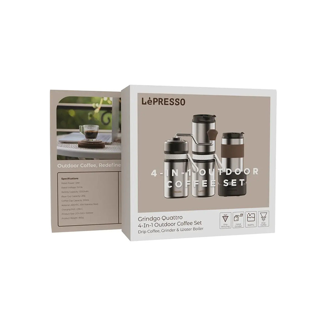 LePresso Portable Coffee Maker with Hand Grinder and Drip Brewer