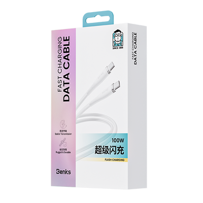 Benks 100W PowerWeave PD Type-C / Type-C Cable - 1M - Fast Charging and Enhanced Durability - White