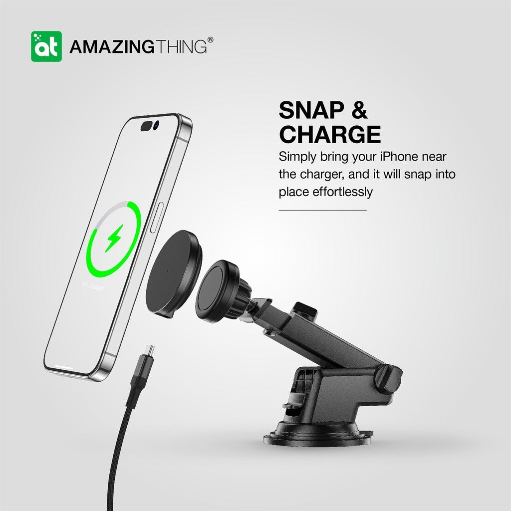 Amazing Thing Explorer Pro Mag 15w Car Mount With 1.2m Usb-c To Usb-c Cable