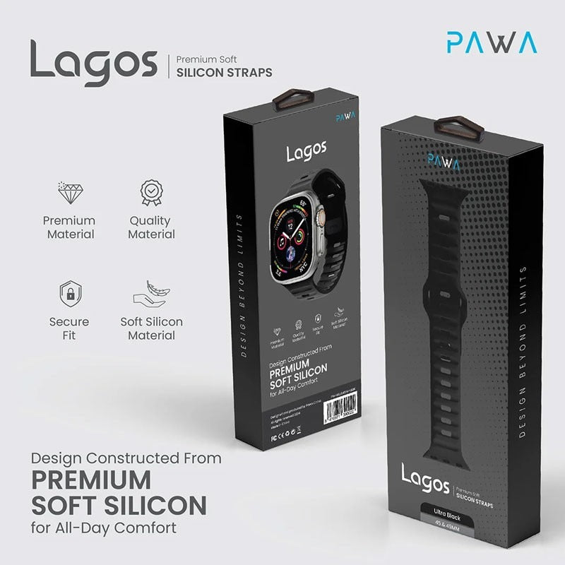 Pawa Lagos Premium Soft Silicon Straps | Ultra Black