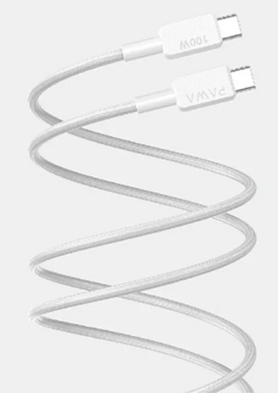 Pw-12b10cc-wh Pawa El-caro Premium Braided Cable Usb-c To Usb-c 100w 1.2m White