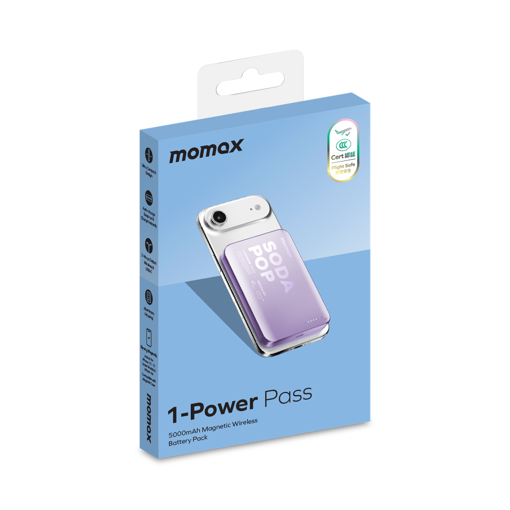 Momax 1-power Pass 5000mah Magnetic Wireless Power Bank