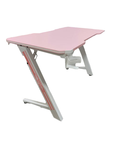 E-Sport Gaming Desk 1.4M Pink colour With Light,Stickers,Cup Holder, Headphone Hook